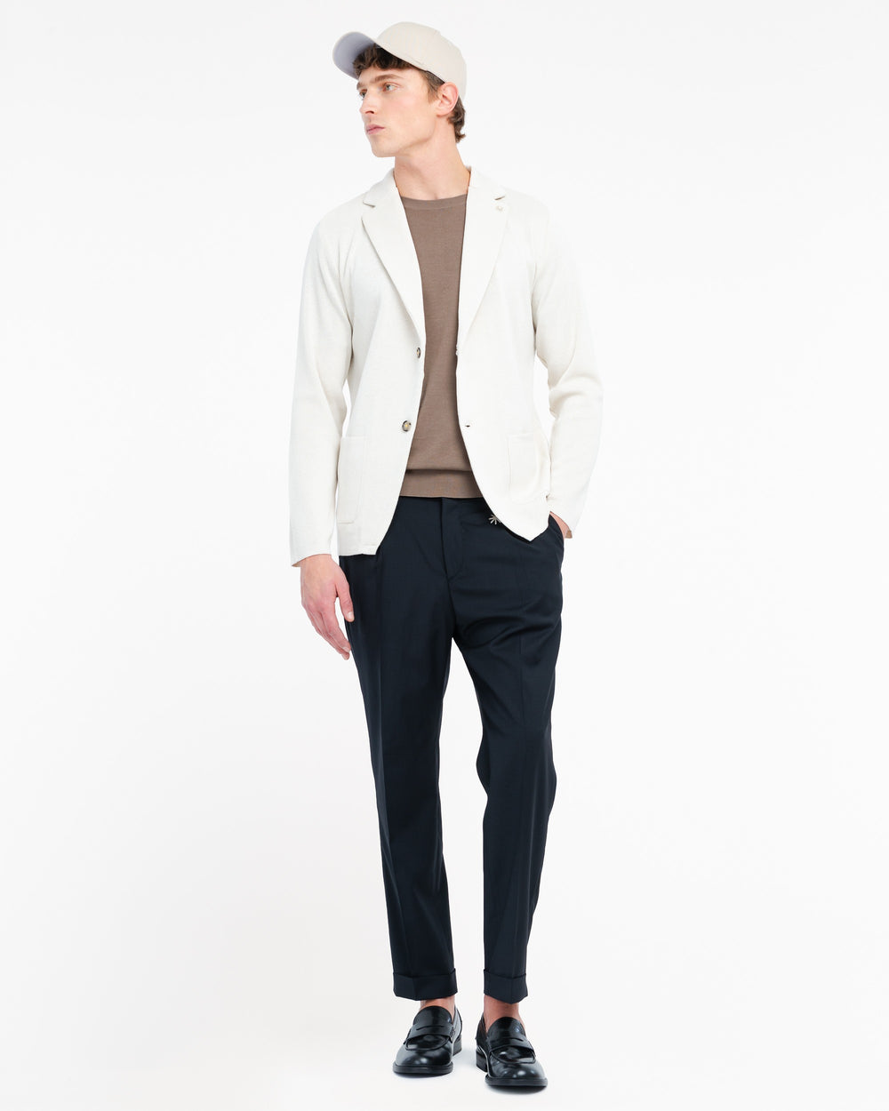 white satin cotton blend knitted blazer