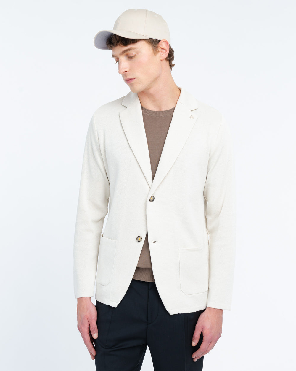 white satin cotton blend knitted blazer
