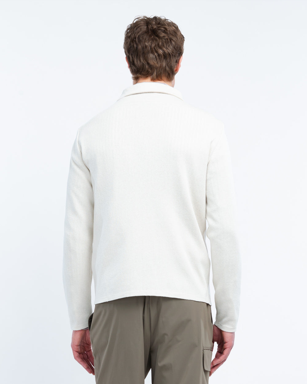 white overshirt in satin cotton blend knit