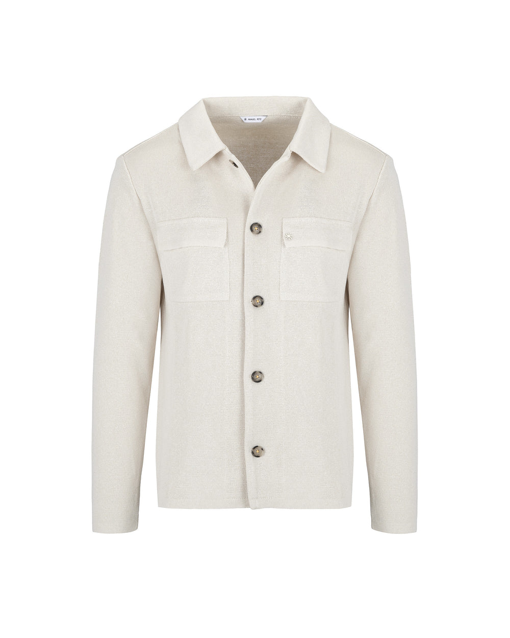 white overshirt in satin cotton blend knit