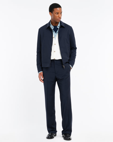 blue relaxed fit cool stretch wool chinos