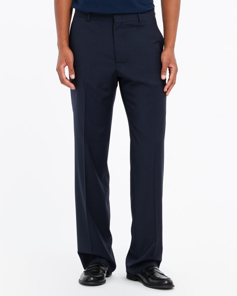 blue relaxed fit cool stretch wool chinos