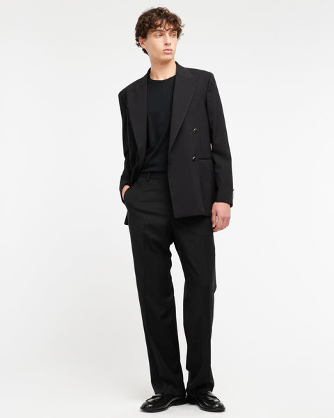 black relaxed fit cool stretch wool chinos