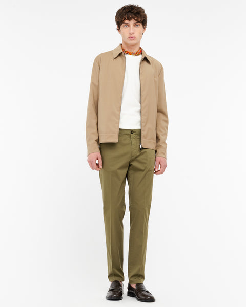 green stretch cotton satin skinny trousers