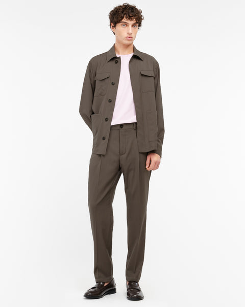 brown chinos with turn ups in cool stretch wool