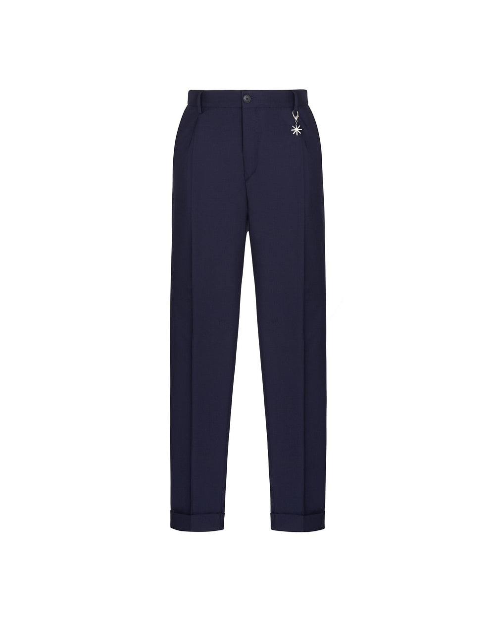 blue chinos with turn ups in cool stretch wool