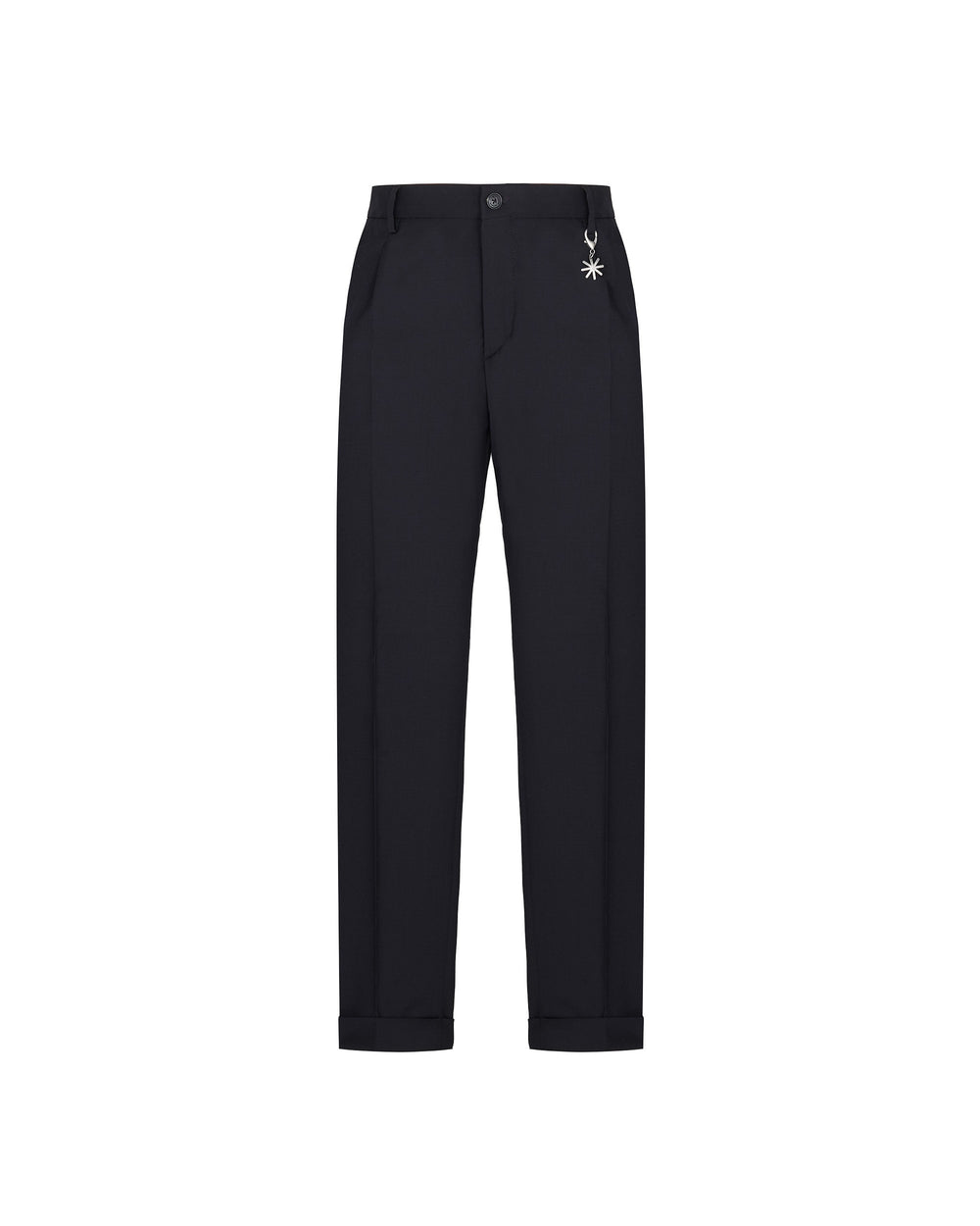 black chinos with turn ups in cool stretch wool