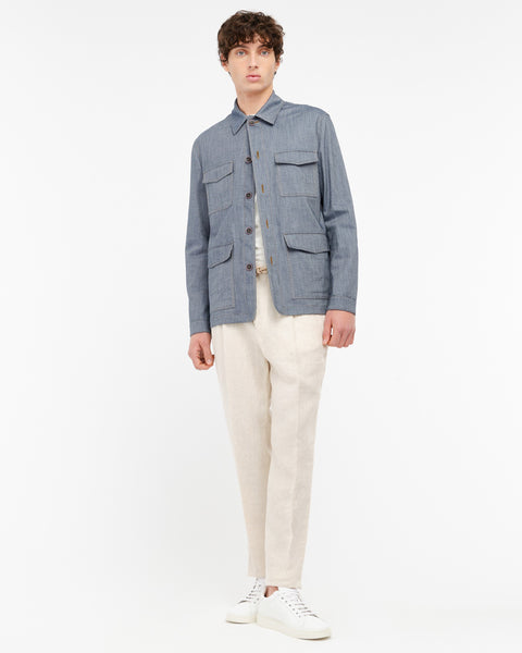 beige washed linen jogging trousers