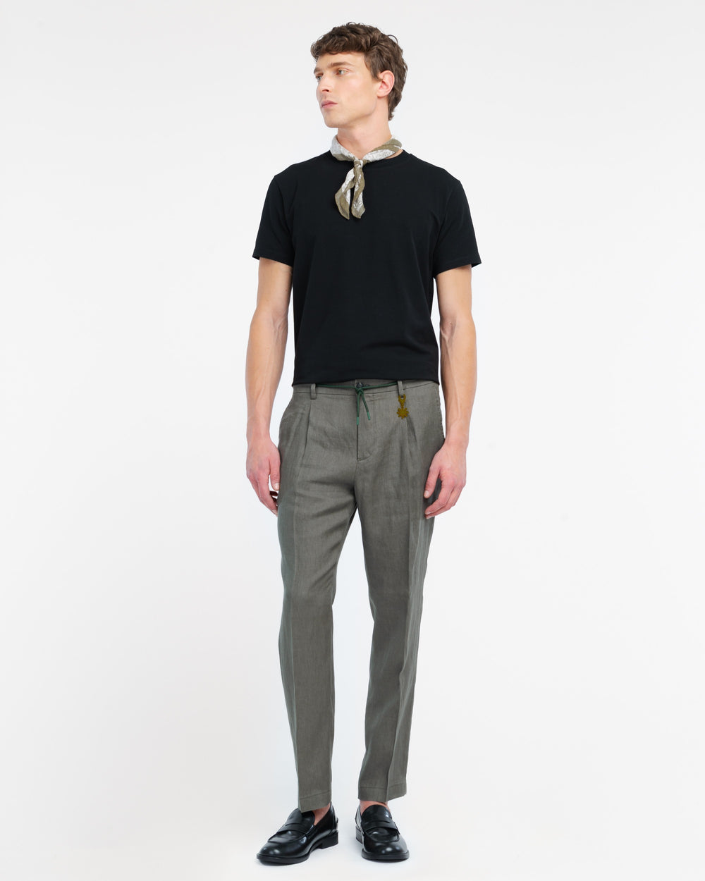 green washed linen jogging trousers