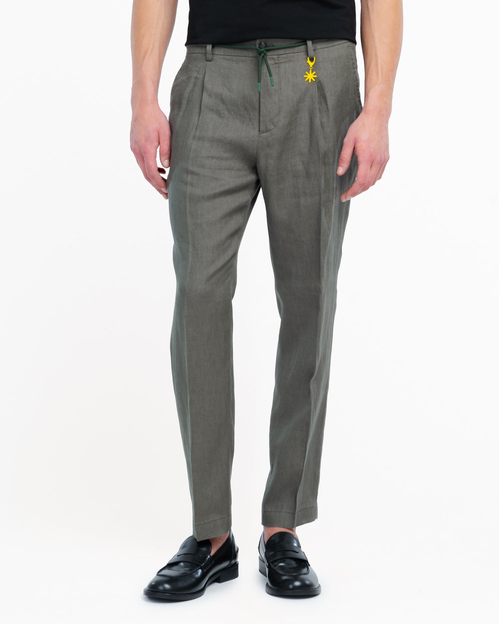 green washed linen jogging trousers