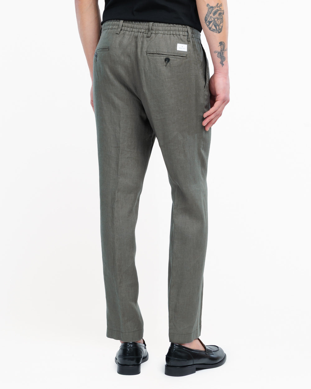 green washed linen jogging trousers