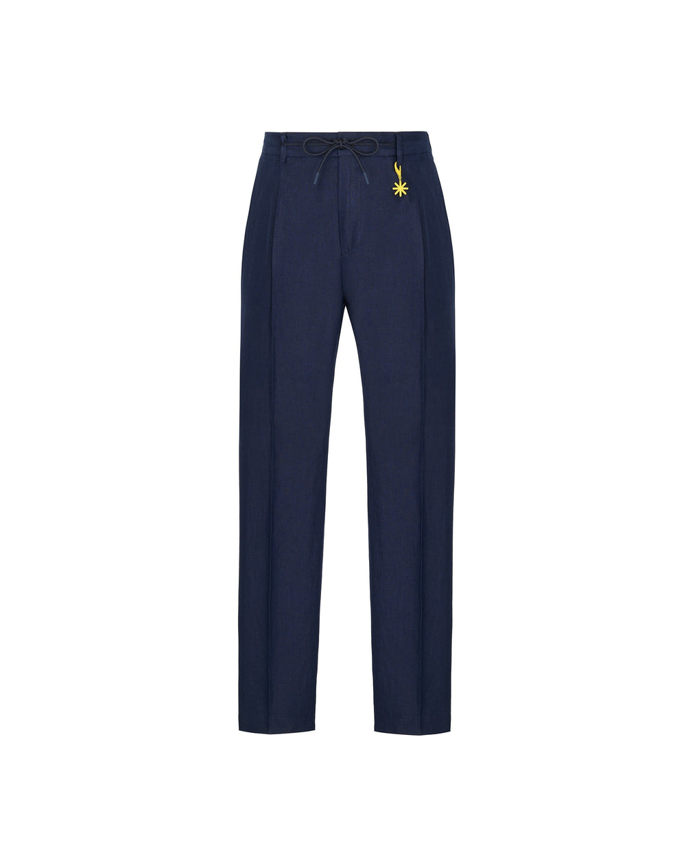 blue washed linen jogging trousers