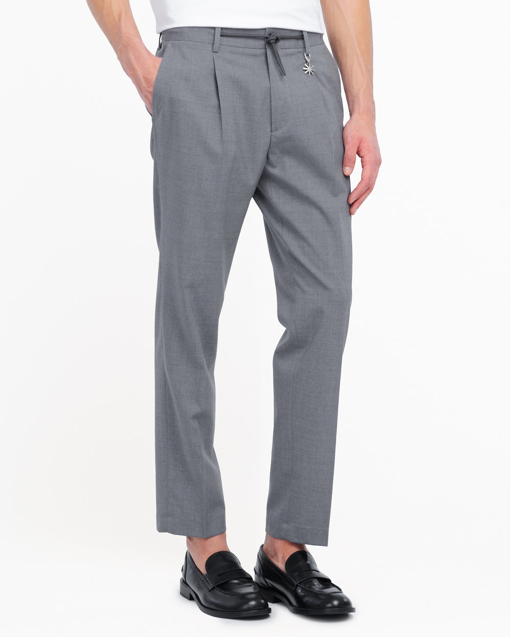 gray cool stretch wool jogging trousers