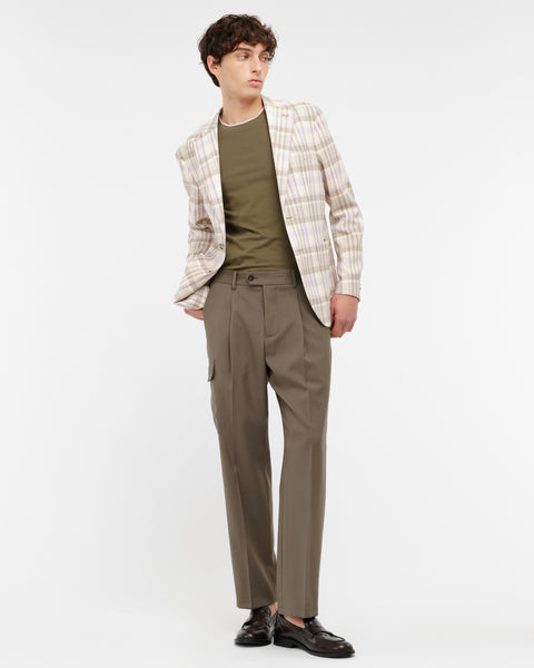 brown cool stretch wool cargo trousers