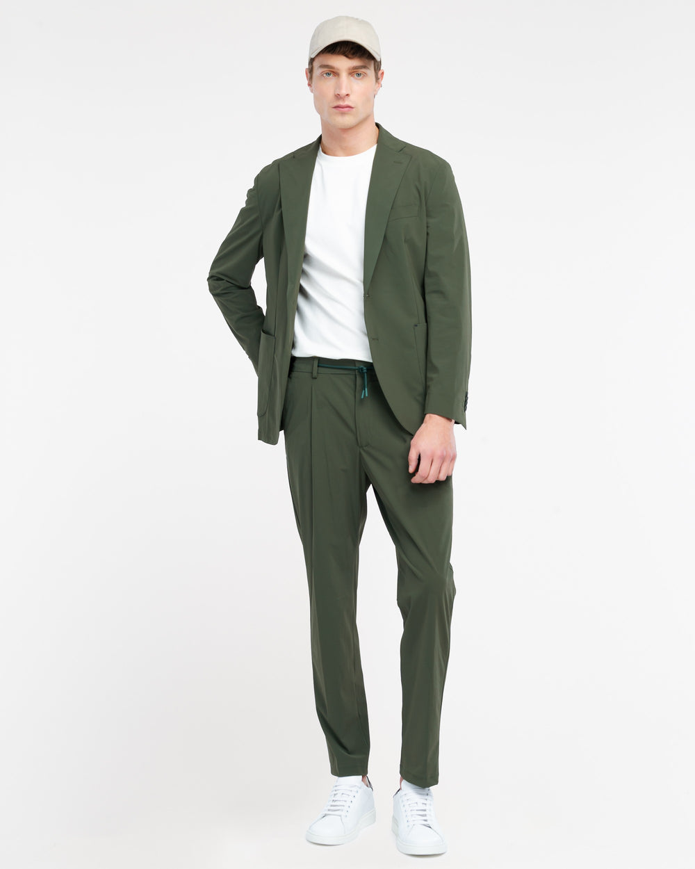 green technical stretch jogging