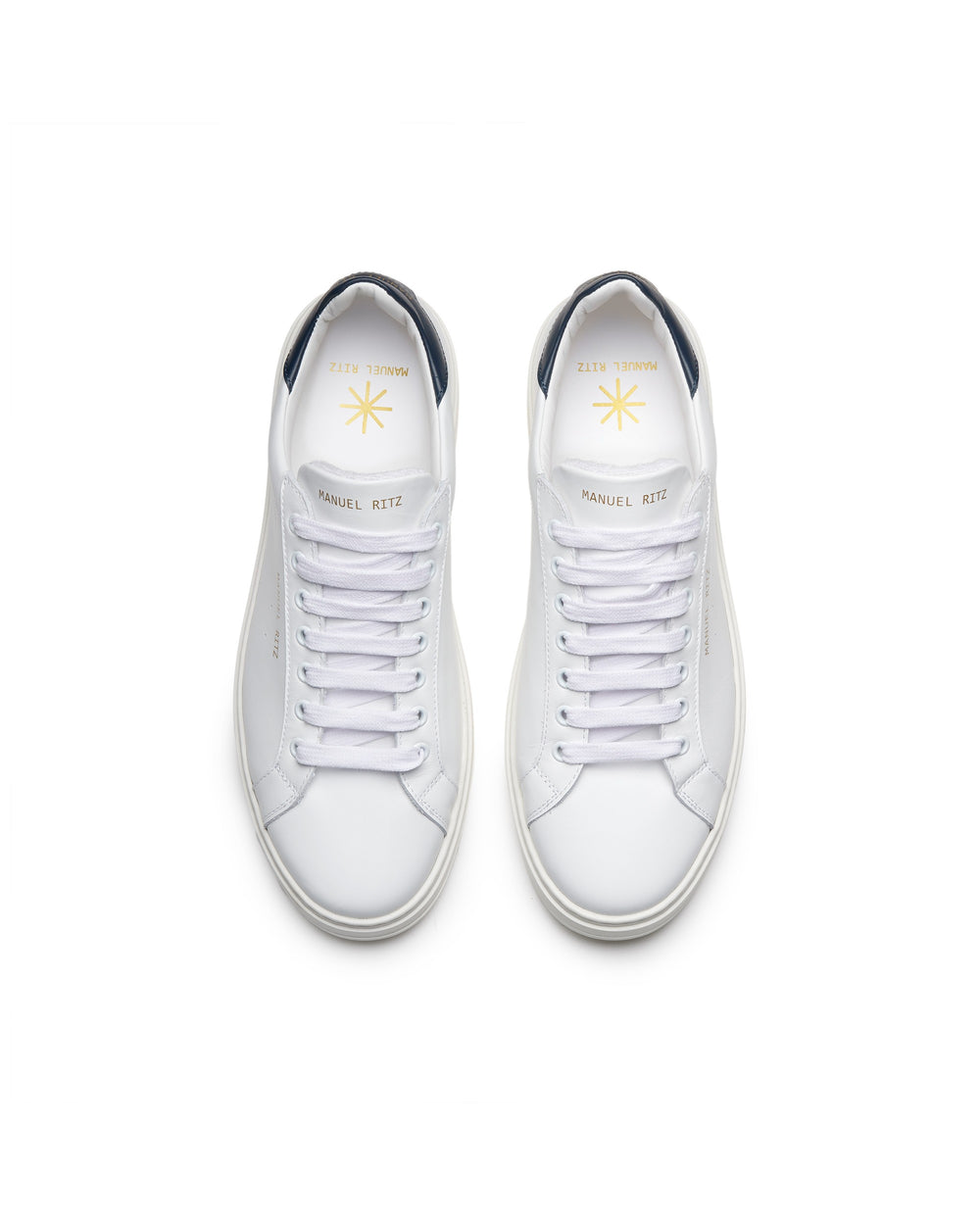 blue leather sneakers