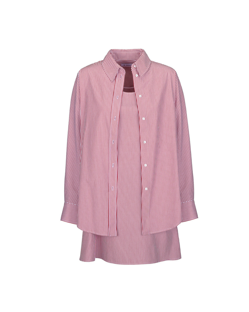 red cotton striped shirt and dress combo