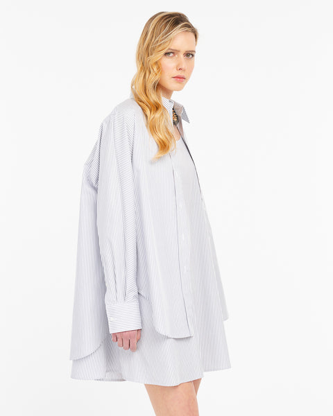 gray cotton striped shirt and dress combo