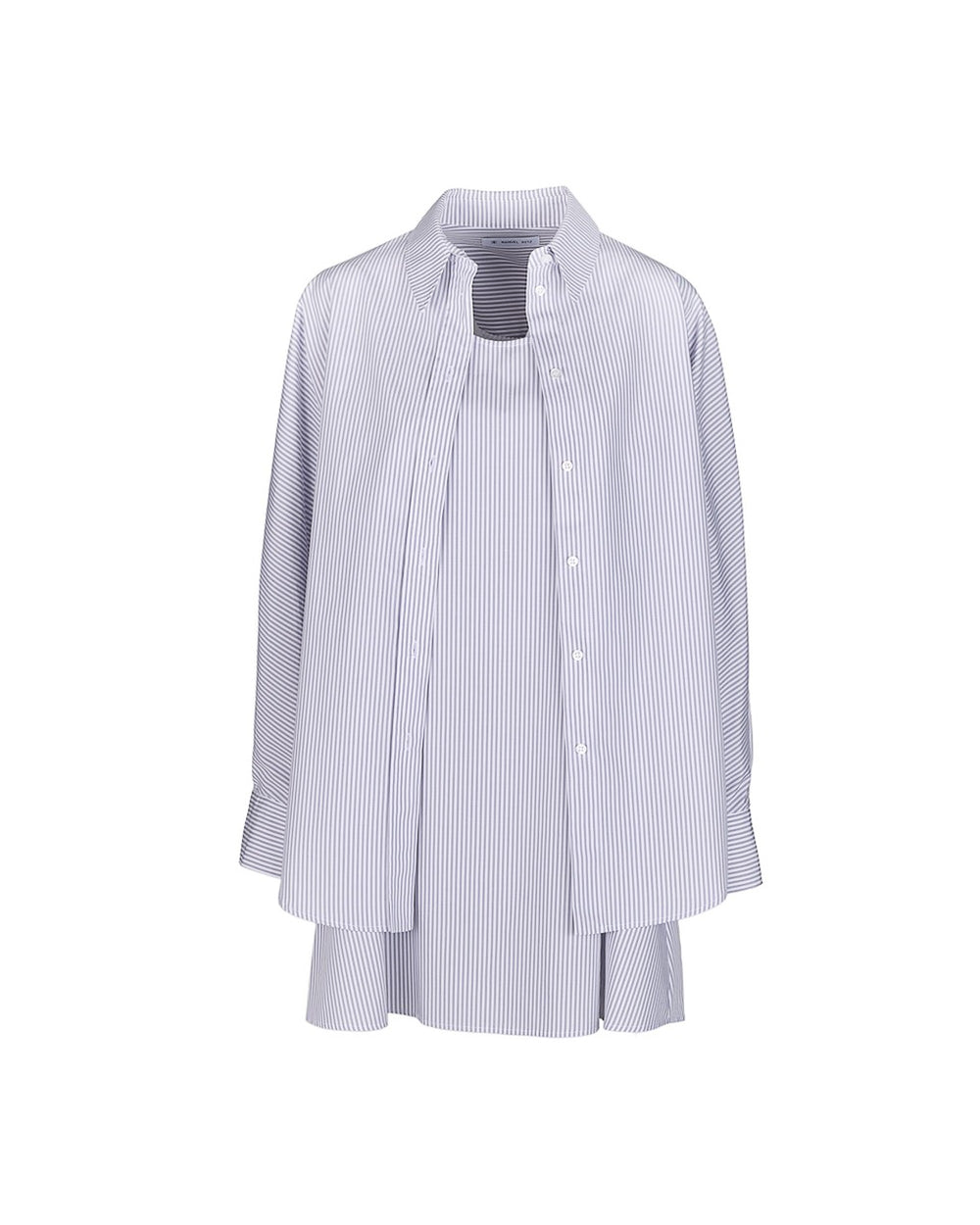 gray cotton striped shirt and dress combo