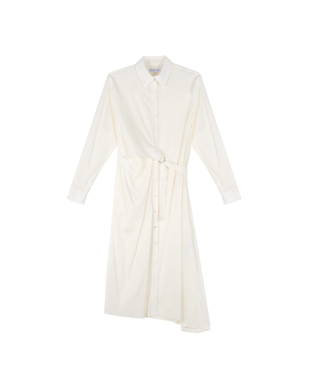 white stretch cotton blend poplin shirt dress