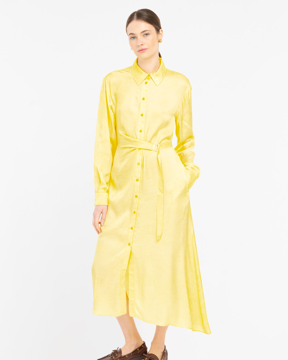 yellow shaded viscose shirt dress