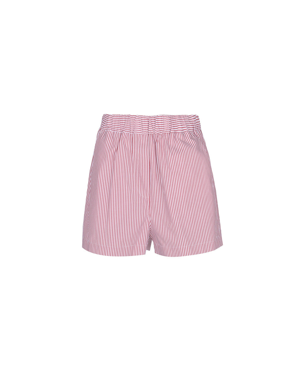 red cotton striped bermuda shorts