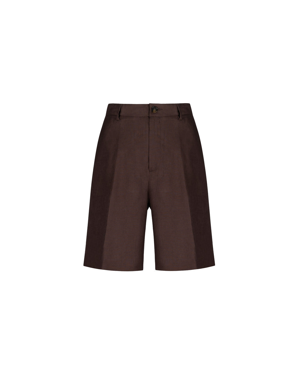 brown linen bermuda shorts