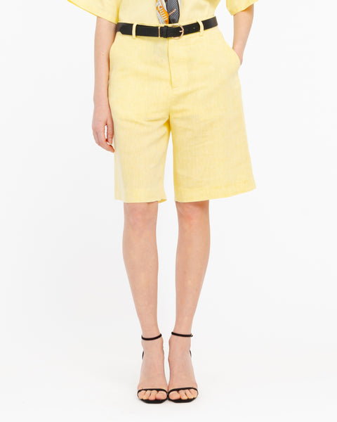 yellow viscose linen bermuda shorts