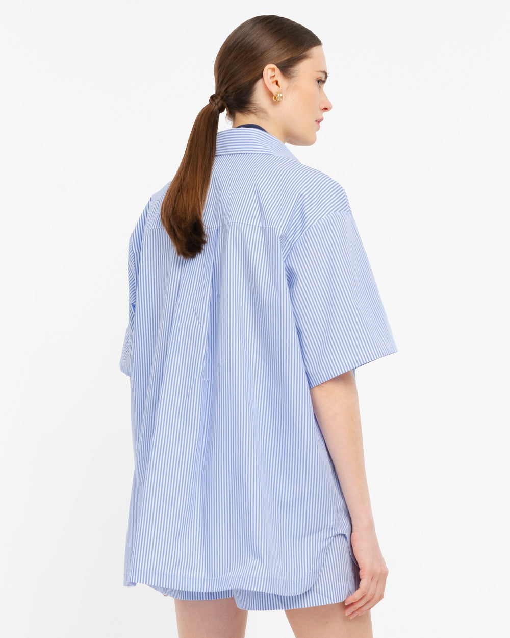 light blue oversized striped cotton shirt