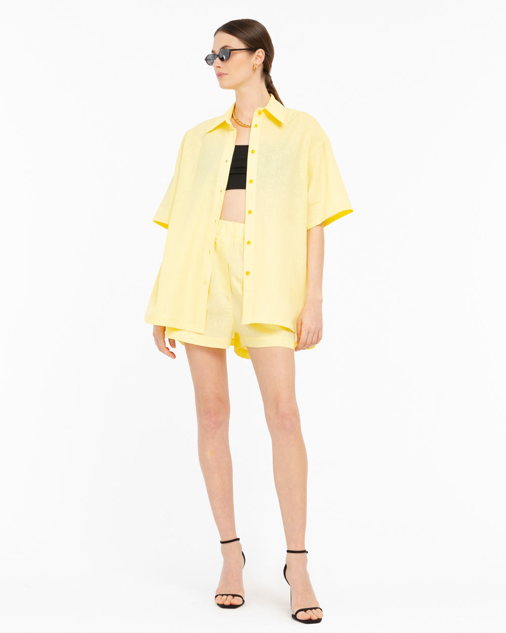 yellow linen cotton over shirt