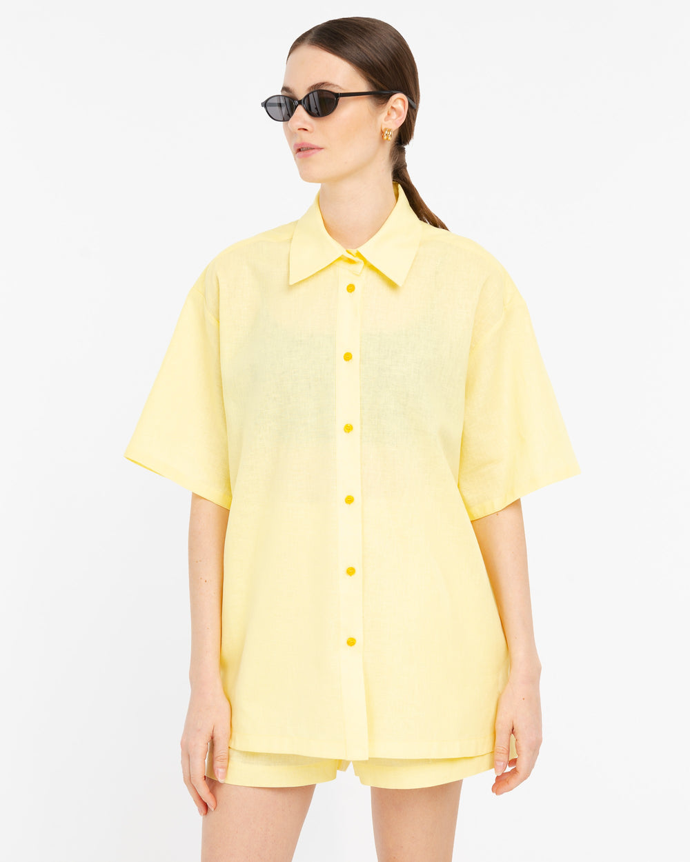 yellow linen cotton over shirt