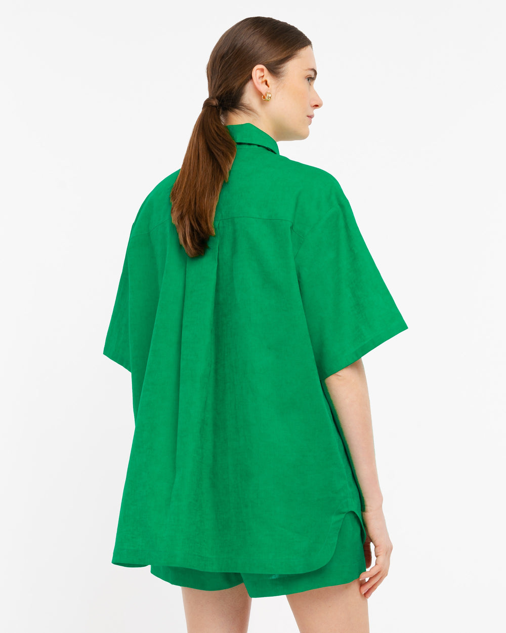 green linen cotton over shirt