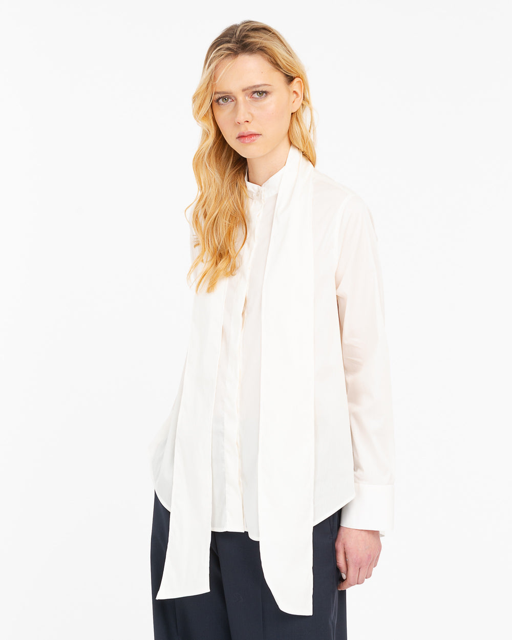 white oversized stretch poplin shirt