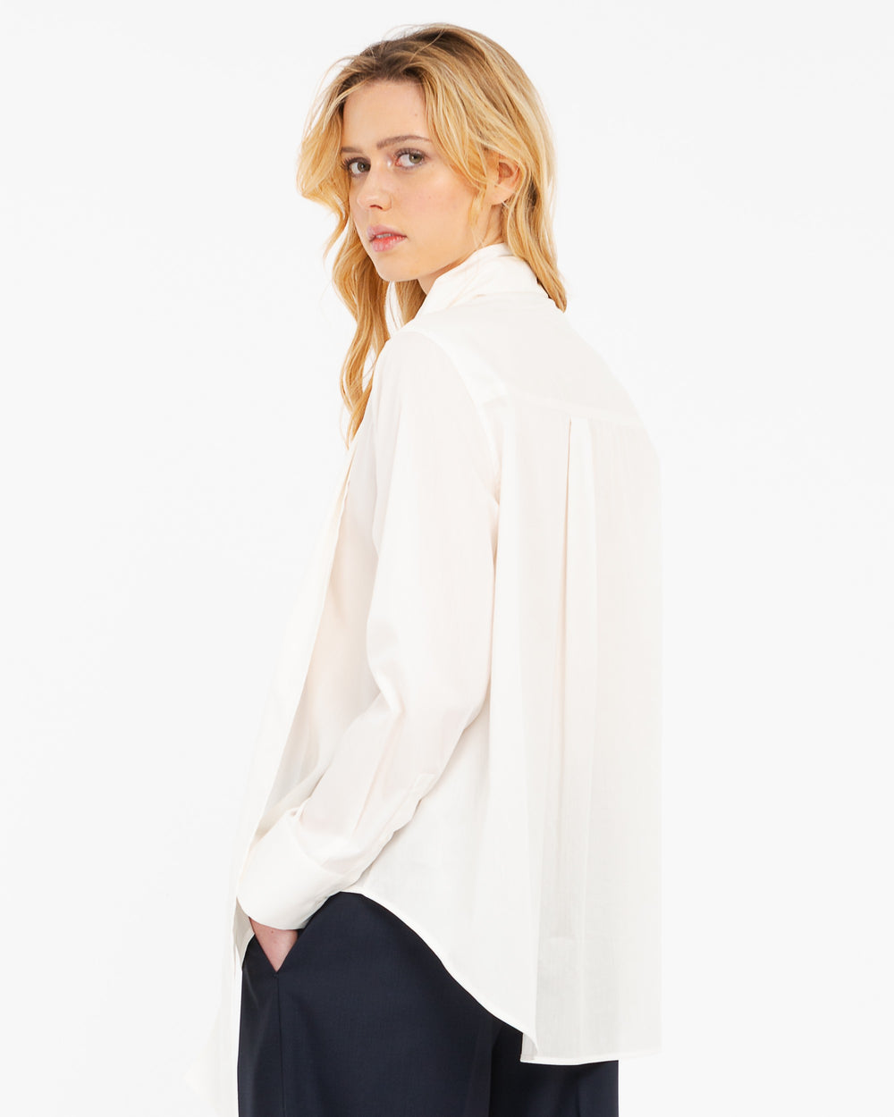 white oversized stretch poplin shirt