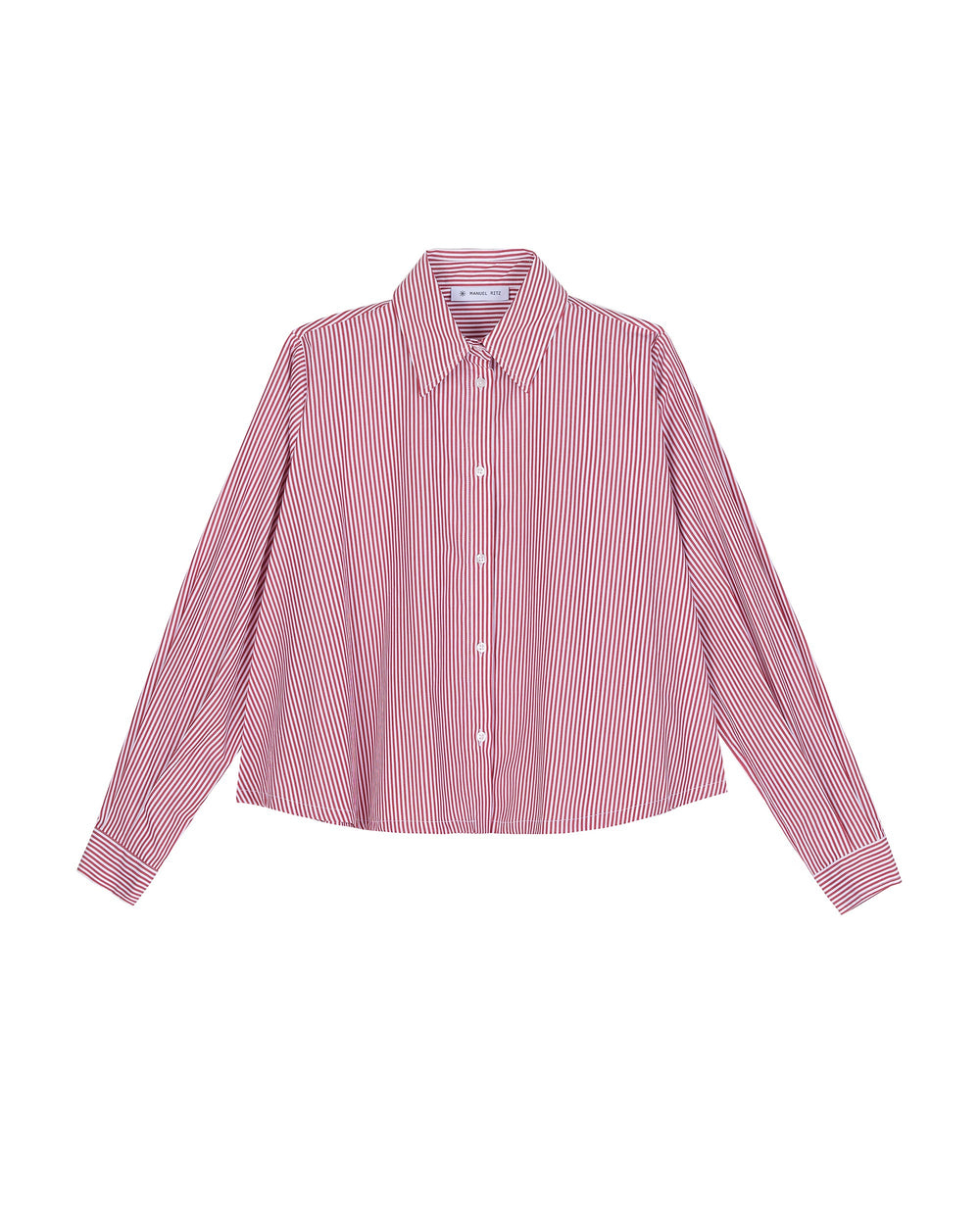 red loose fitting striped cotton shirt