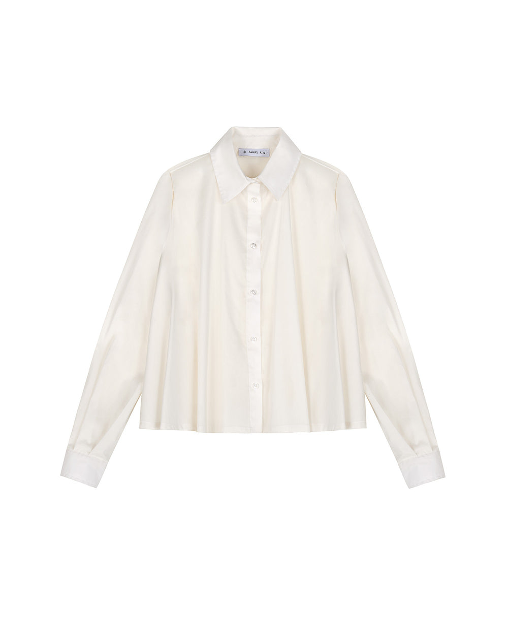 white loose fitting stretch poplin shirt