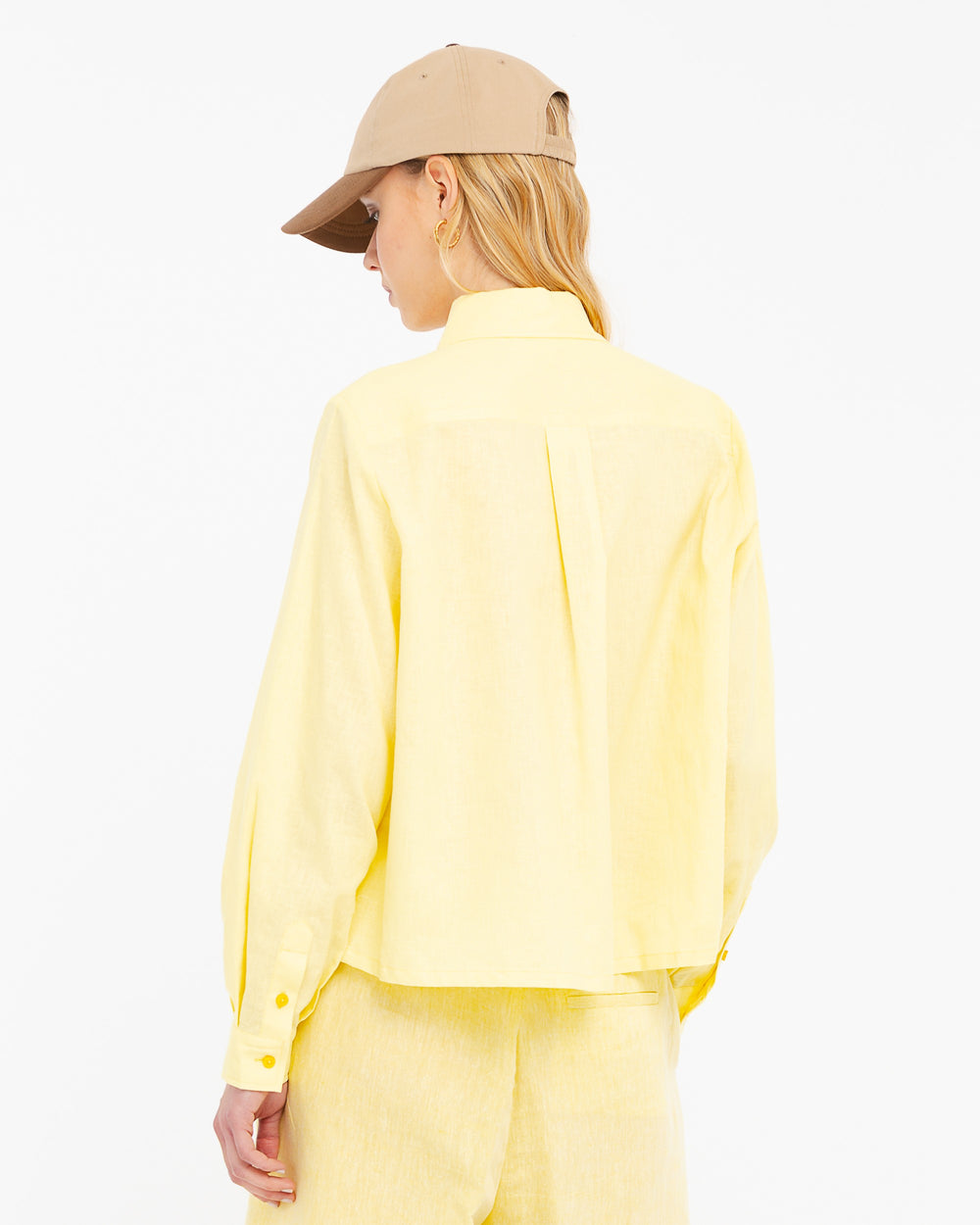 yellow loose fitting linen cotton shirt