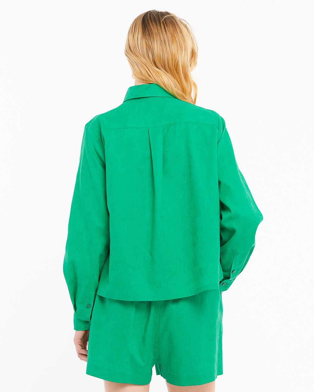 green loose fitting linen cotton shirt