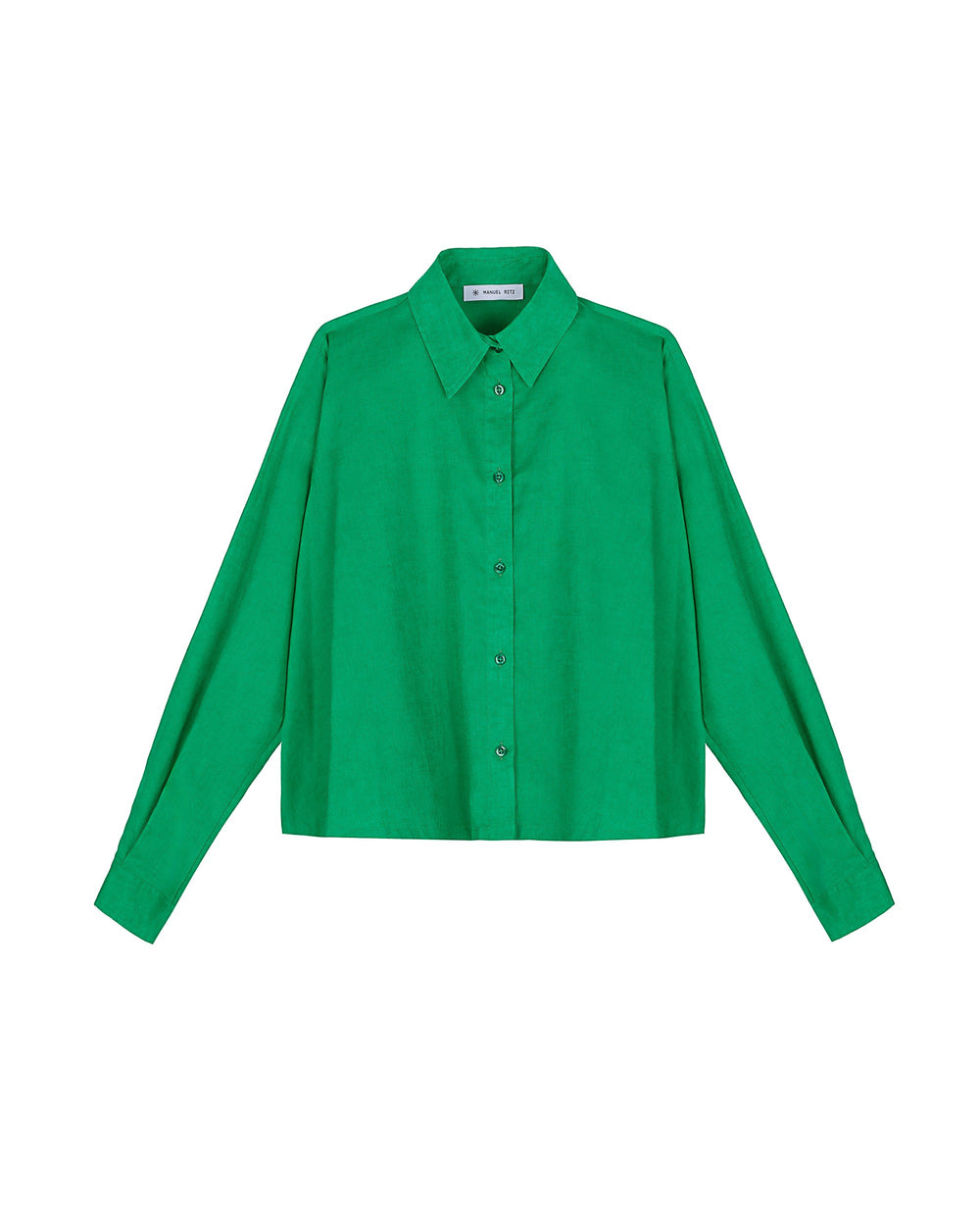 green loose fitting linen cotton shirt