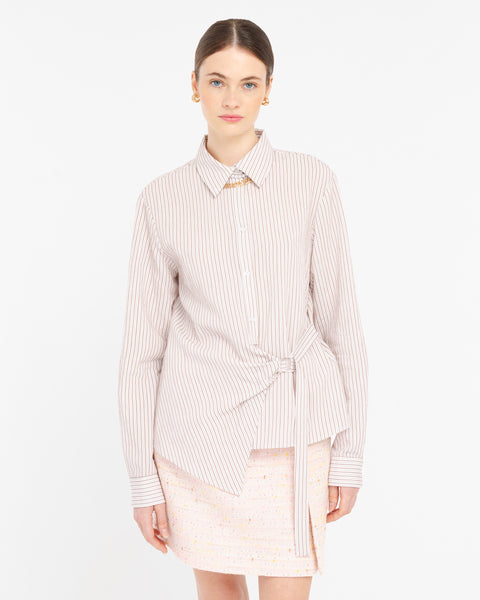 brown regimental shirt in viscose blend