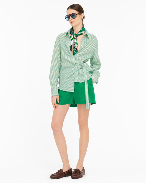 green regimental shirt in viscose blend