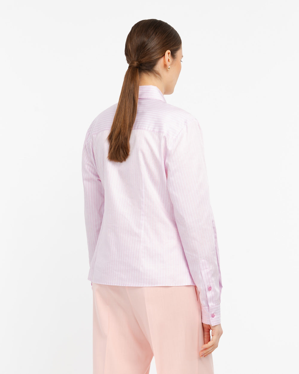 pink cotton satin striped shirt