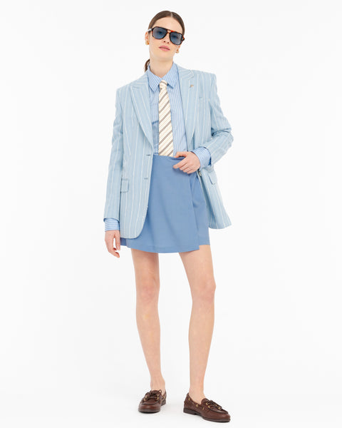 light blue cotton satin striped shirt