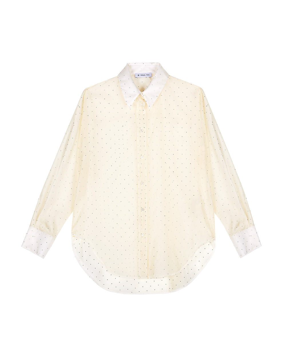 white oversized shirt with appliqués