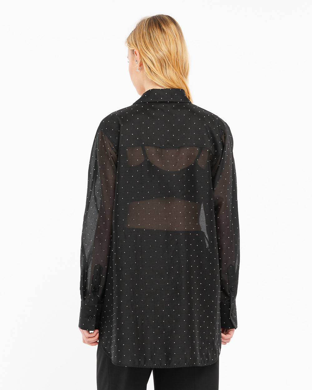 black oversized shirt with appliqués