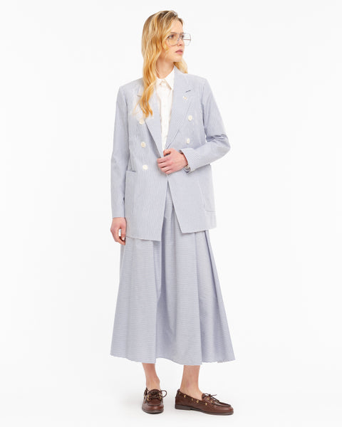 gray oversized striped cotton blazer