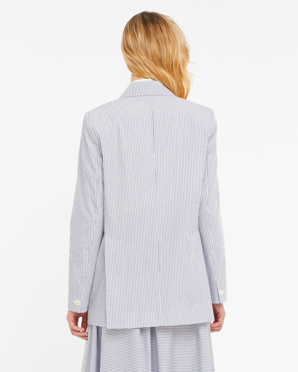 gray oversized striped cotton blazer