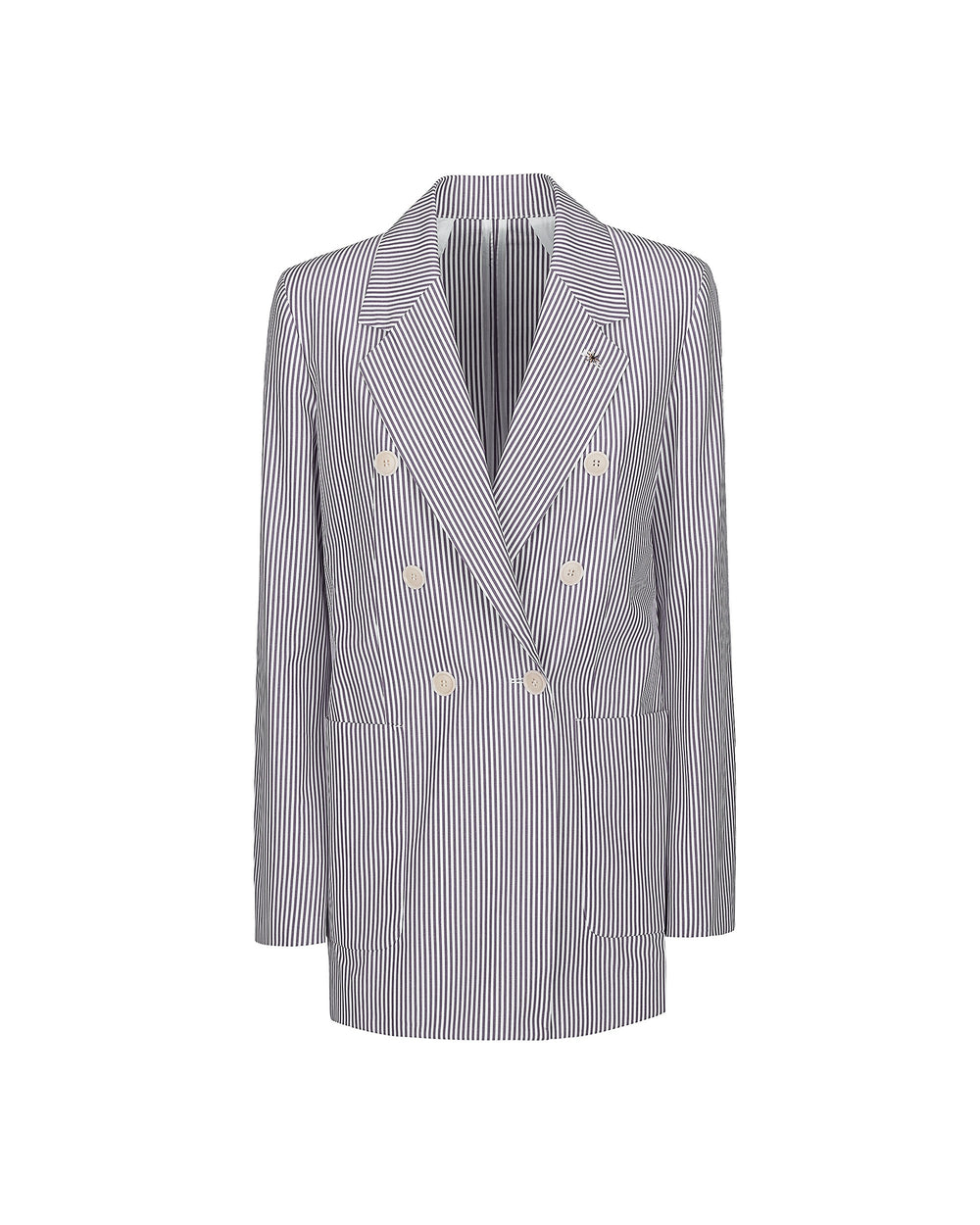 gray oversized striped cotton blazer