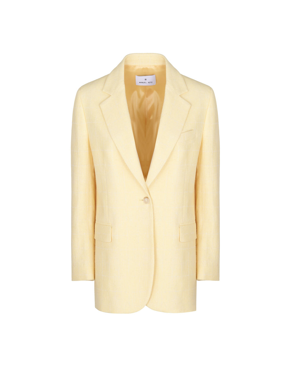 yellow checked blazer in diagonal cotton