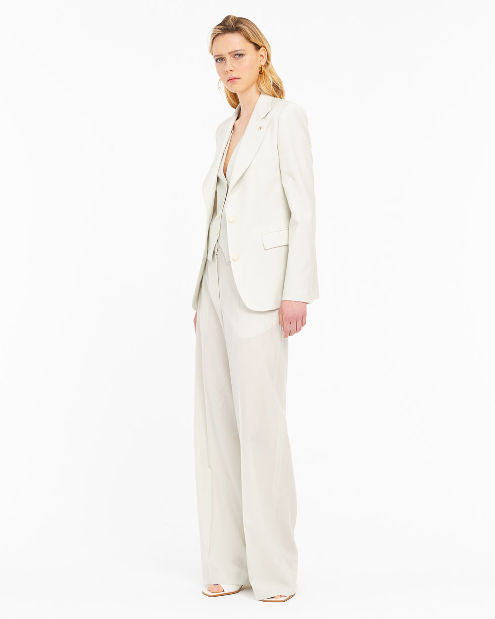 beige cool stretch wool blazer